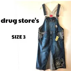 新品 drug store's ヴィンテージ加工 デニム ジャンパースカート L