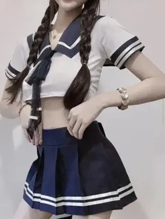 JK制服 セットアップ ミニスカート 半袖 へそ出し セクシー 学生服 コスプレ