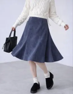 FREE'S MART ダークブルー フレアスカート ひざ丈