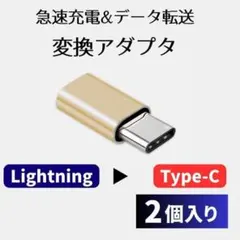 【2個入り】Lightning→TypeC ゴールド 変換 アダプター
