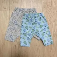 UNIQLO 7部丈レギンス 2枚セット 恐竜柄 水色　果物　保育園　まとめ売り