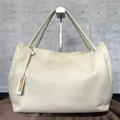 美品】MAURO GOVERNA レザー グレー×ホワイト 肩掛けトートバッグ 