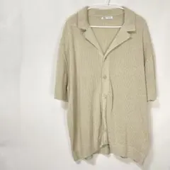 ZARA ザラ トップス サマーニットシャツ 透かし編み 開襟 半袖 XL