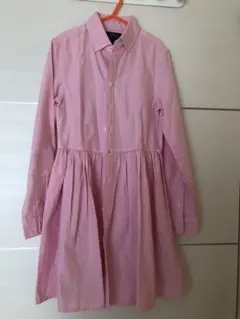 ラルフローレン10サイズピンク シャツワンピース 長袖