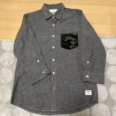 MANO UNIVERSE グレー 長袖シャツ 迷彩ポケット