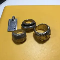 ビンテージ リング 14K シルバー925 シグネット アーマー セット 希少 