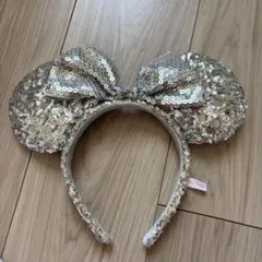シルバー スパンコール ミッキー耳カチューシャ