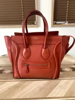 CELINE　ラゲージ　ハンドバッグ　レッドカーフスキン