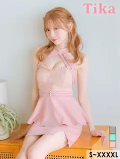 タイト ミニドレス 谷間 大きいサイズ レース 大人 上品 スリット ペプラム