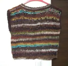 ハンドメイド グラデーションカラーかぎ針編みベスト