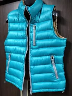 新品★ハウスオブブルースダウンベスト ★リバーシブル 90％ サイズ2(M)青茶
