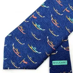 ⭐️美品⭐️BVLGARI ブルガリ ネクタイ ブルー 船柄 シルク イタリア製