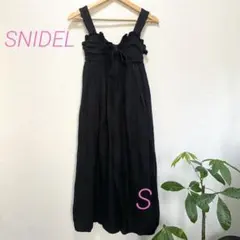 SNIDEL リネン混 オールインワン ワイドパンツ フリル　黒 サロペットのサムネイル