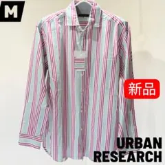 【新品】ビジネスシャツ M ドレスシャツ ストライプ 長袖シャツ メンズ 美品