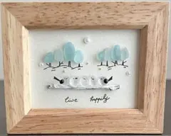 シーグラスアート　シマエナガ　ホワイト　北欧