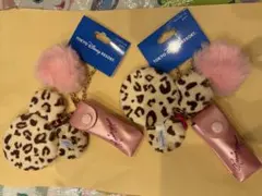 ミニー　ヒョウ柄　リップケース　ミラー　2個セット
