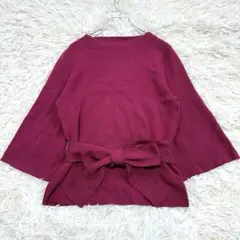 8195 美品✨プロポーション ボディドレッシング 七分袖ニット リボン 綺麗め