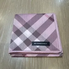 【新品・未使用】BURBERRY チェック柄 ハンカチ ピンク系