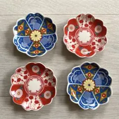 豆皿 小皿 縁起皿 醤油皿 小紋菊 和風　こどもの日　4枚セット＊八重桜