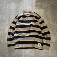 00s Eddie Bauer striped henley neck tee
