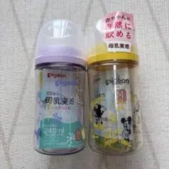 【新品】Pigeon 哺乳瓶 240ml ミッキーマウス　お花(乳首なし)