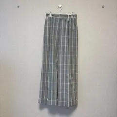 ［KBF］チェック柄ワイドパンツ(Lサイズ相当)/麻使用✨