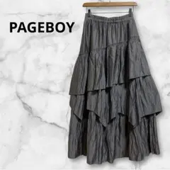 PAGEBOY★フリルティアードスカート　マキシ丈　グレー