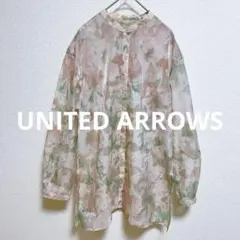 美品　ユナイテッドアローズ　UNITED ARROWS 水彩柄シアーブラウス
