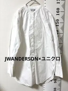 JWANDERSON×ユニクロ 白ホワイトバンドカラーシャツ襟なし　レディースM