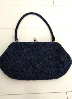 ネイビー ビーズ パーティー　ミニバッグ