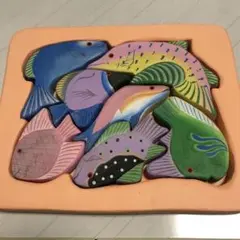 木製　魚パズル　インドネシア
