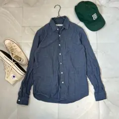 green label relaxing デニム調ドットシャツネイビー Sサイズのサムネイル