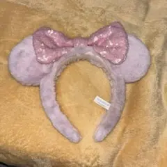 ミニーマウス　ピンク　もふもふカチューシャ