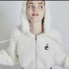 épine é shaggy knit zipper hoodie ivory