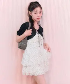 【OLIVEdesOLIVE】ボレロセットリボンミニワンピース ドット新品未使用