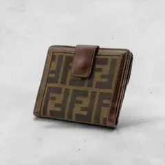 FENDI フェンディ ズッカ柄 二つ折り財布 ヴィンテージ ブラウン レザーのサムネイル