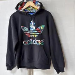 アディダス トレフォイル　ビッグロゴ フード付きパーカー　M
