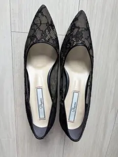 レース ブラック パンプス 24cm