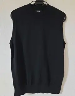 UNIQLO メリノノースリーブ ニット ブラック 綿100%　XL