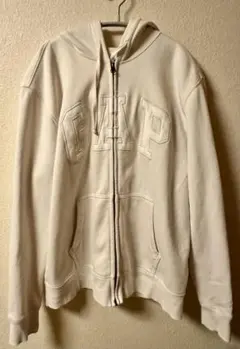 【即購入OK】GAP ヘリテージロゴ ジップパーカー M ストーンカラー