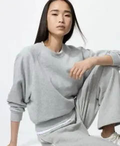 UNIQLO/ユニクロ　今季スウェットクロップドシャツ　Sグレー