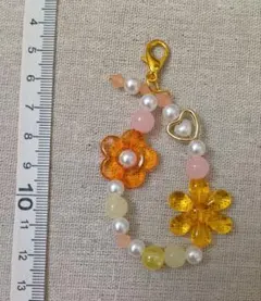 ビーズキーホルダー ハンドメイド オレンジ