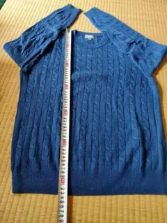 【送料無料】青 ケーブルニット Mサイズ セーター
