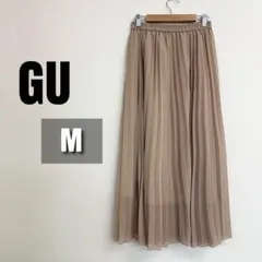 【美品】 GU プリーツスカート ベージュ M 快適な着用感 透け防止裏地あり