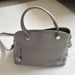 Furla グレー 本革 ハンドバッグ