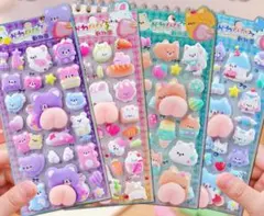 ​【新品】ぷっくり お尻 ステッカー 4種セット 動物シール 3D 桃尻 可愛い