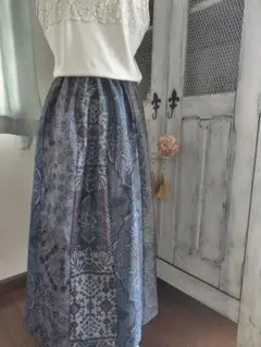 大島紬ロングスカート（リメイク）