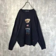 【大人気！】美品 ポロベア 星条旗 ニット 現行 ラルフローレン リネン混合