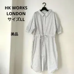 HK WORKS LONDON 半袖 ロングシャツ 美品 ストライプ