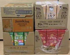 飲料　まとめ売り　紙パック　ジュース　ミルクコーヒー　オレンジ　紅茶　緑茶のサムネイル